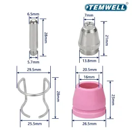 SG55 AG60 WSD60 Elektroden Elektroden Düsen Sheild Cup Tipps Spacer Guide Plasmaschneider Schweißer Torch 34pcs Mehrfachkombination