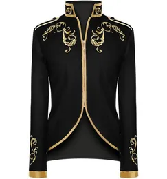 Men039s Ceketler Erkek Şık Mahkeme Prens Siyah Altın Nakış Blazer Suit Ceket Moda Üniforma Cadılar Bayramı Kostüm Yetişkinler CoA9265302