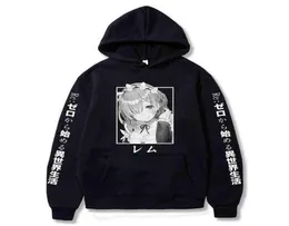 Rezero إعادة تشغيل الحياة من الصفر في عالم جديد للطباعة Harajuku anime RAM RAM Long Coreve Hoodies G2205118494501