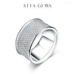 Pierścienie klastra Attagems Pełny kolor okrągły pierścionek Moissanite dla kobiet błyszczące opaski ślubne 925 Srebrny srebrny biżuter