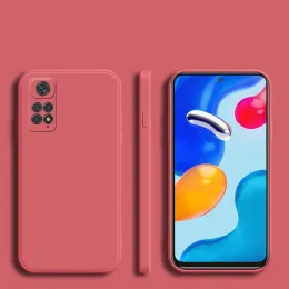 Quadratrahmen Silikongehäuse für Xiaomi Redmi Anmerkung 11s 11 Pro 4g 5G Coque Feste Farbe Weicher Rückenabdeckung