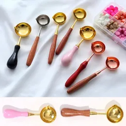 Party Supplies Wax Spoon Trähandtag Vintage DIY Craft For Envelope Wedding Invitation Scrapbook Tätning Smält Stamp Makning Tool