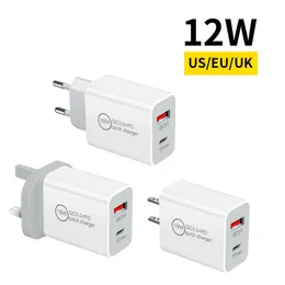 18W PD Ladegerät Dual USB Quick Ladegerät USB QC3.0 Typ C Wandladegerät 10W US/EU/UK -Stecker -Wandadapter