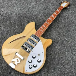 Yüksek kaliteli Roger McGuinn 1988 370 Akçaağaç Glo Doğal 6 Dizeler Yarı İçi Boş Elektrikli Gitar Lacquer Parlatıcı Klavye, 3 Pikap, Üçgen Kakma, Çift Giriş Krikoları