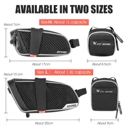 1/1.8L MTB Road Bike Borsa Strumenti per biciclette impermeabili per biciclette con ciclismo riflettente con sella posteriore Accessori per sacchetto per il pagamento del sedile posteriore