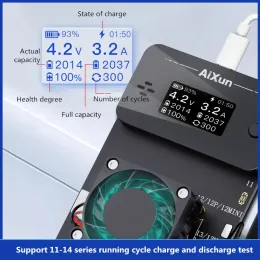 AIXUN BC01 Batterisalibrator Support IP11-14 Series Batteriladdning och urladdningsrunda Cycle Test Health stiger till 100%