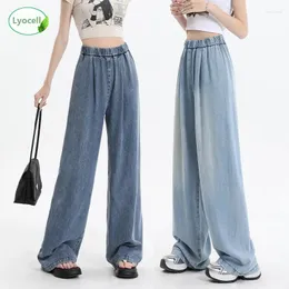 Jeans femminile zoenova estate y2k lyocell ad alta vita pantaloni in denim in denim pantalone streetwear casual femmina gambe gamba pantalone