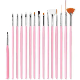 Kit Di Pennelli Per Unghie in Gel UV UV Acrilico Rosa Bianco Punteggiatura Penna Per Pittura Intaglio 15 Pz/Set Pennello в геле Маникюр Струменти на La Progettazione di Nail Art Art