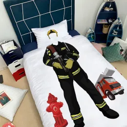 3D Police And Dog Printed Children Series Bedding Sets Fireman