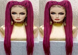 New BlackPink Red Color Crochet Sixed Wig Box Long Box Braids