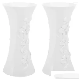 Vasi da 2 pezzi Vaso Plum Centrotavola da tavolo in plastica Centrotavola fresca Bouquet arredamento per camere per interni per fiori Piccola goccia Casa Gar Dhugn