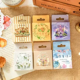 45Pcs Vintage Bear Castle Flower Boxed Stickers Decorative Scrapbooking Label Diy Diary Album Phone Journal Planner