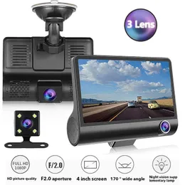 C2 3 Linsen Dash Cam 4 Zoll IPS HD -Bildschirm Auto DVR 1080p 3 Kameras Car DVR Kamera Nachtsicht mit 170 Grad Rückansichtspfus -Autokrichtungen