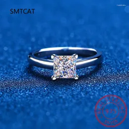 Cluster Rings 0.3CT Princess Cut Moissanite Engagement Ring For Women Men Colorless Diamond Weddig Bands Sterling Silver Bridal Gift