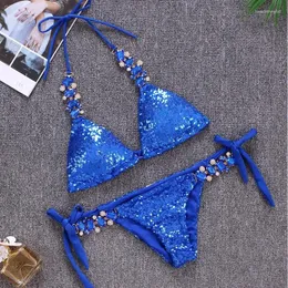 Women's Swimwear Shiny Sexy Bikinis Swimsuit With Rhinestones Women Female Push Up Bikini Beach Swim Wear Bathing Suits Pool Bather 2024