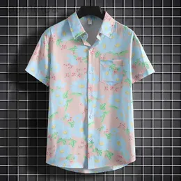 Camicie casual maschile maschile da uomo per cucina da uomo di alta qualità per abbigliamento da spiaggia - camicia floreale di color luce casual ed elegante 2449
