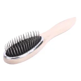 Wooden Handle Detangling Hair Brush Hair Wig Styling Steel Combs Wide-toothed Round Head Massage Brush Barber Metal Comb