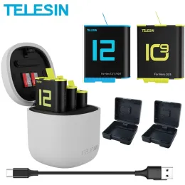 Telesin 3pack Actulet 1750MAH GOPRO 12 11 Слоты зарядное устройство для считывателя карт для считываемого считывателя для считываемости для считываемости для Go Pro Gero 12 11 10 9 Black