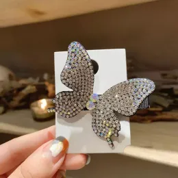 Baroque Style Super Fairy Big Butterfly with Flash Rhinestone Hair Clips Side Clip Bangs Clip Hair Accessories Female Top Clip D