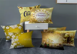 Golden Christmas Christmas Decorations Pillow Cover Digital Printing Throw Pillow Case Square Sofa Cushion Covers Home Party Pillo3620685