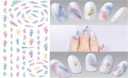 Billig DIY Water Transfer Nails Art Sticker Bunte lila Fantacy Fantacy Blumen Nagelaufkleber Wraps Folienaufkleber Maniküre mit 9437634