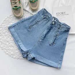 Denim Shorts Womens Summer Loose Elastic High Waist Wide Leg Aline pants Slim Short Jeans Oversized S5XL 240409