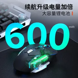 Ny 2024 Uppladdningsbar trådlös musspeldator Silent Bluetooth Mouse USB Mechanical E-Sports Backlight PC Gamer Mouse för Computerfor