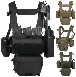 Actical Chest Mini Rig Vest with Magazine Pouch Adjustable Detachable Laser-cutting Molle Modular Chest Vest Tactical Gear
