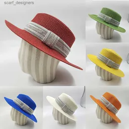Wide Brim Hats Bucket Hats 2023 New Flat-top Straw Hat Hats For Women Men Wide Brim French style Aummer Sun Hat Holiday Travel Bucket Hat wholesale Y240409
