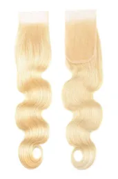 Platinum Blonde 613 Body Wave Lace Closure Procked Bleached Knots Remy Human Hair4x4レース閉鎖5278463