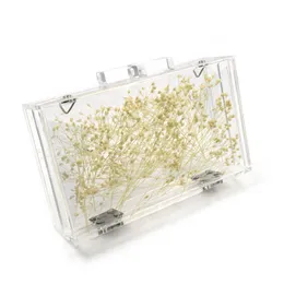 2022 Summer New Acrylic Transparent Chrysanthemum Specimen Bag Versatile and Popular Instagram Style Single Shoulder Bag Crossbody Women's Bag 240409