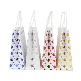 Presente de papel bolsa de casamento Pacotes de doces Reciclable Boutique Boutique Kraft Paper Gift Stand Up Star Bag Favor Tream Gift Saco