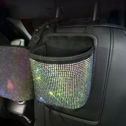 Bling Diamond Rhinestone Car Storage Bag Organizador Automóvel Backer de Backer Multi-Pockets Carro traseiro de carro arrumando arrumação para mulheres