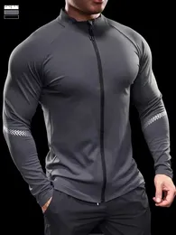 Herrenjacken Herren Sportarten und Fitnessjacke lässig und eng passende schnelle Trocknung und Langschlaf -Fitnessstudio Running Training Anzug Herbst und Winter Herren Topl2404