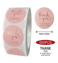 500pcs Roll Round Pink Bronzing quotthank вам для поддержки моей наклейки Small Businessquot для декор для выпечки ручной работы 5820105