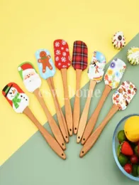 Ferramentas de bolo de Natal Hunta de madeira Kitchen Fondant Spatula Silicone Butter Rascador Ferramenta de cozinha de cozinha8983851