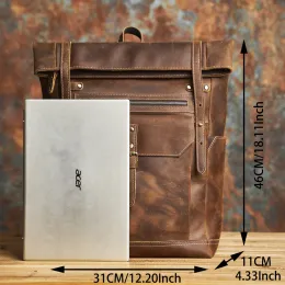 Nasva oryginalny skórzany plecak retro plecak męski plecak duży pojemność torba z laptopem Torba laptopa za 15,6 cala