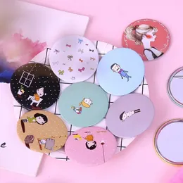 CX283 Cute Girl Mini Pocket Makeup Mirror Cosmetic Compact Mirrors Women Round Cartoon Home Office Use 240409