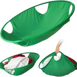 Bolsas de lavanderia 53cm/63cm cesto dobrável cesto cesto cesto oval banheira de pano verde cestas de armazenamento casas de secador de roupas para roupas de roupas para casa portador de roupas