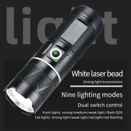 مصباح يدوي LED طويل المدى كوبا مع SMD Tail Light Lantern Type-C Battle Type-C Torch Torch لصيد الأسماك