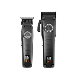 Aparadores 2023 Novo conjunto de faders elétricos profissionais masculinos LCD Digital Display Boble Motor 2 peça Cabelo Clipper