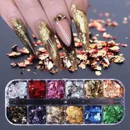 1 Box Imitation Gold Sliver Copper Foil Sequins Glitters Craft Leaf Flake Sheets Bulk Foil Paper for Gilding DIY Nail Art Decor