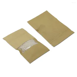 Aufbewahrungstaschen 3.5''X5.5 '' (9x14cm) Party Kraftpapier mit klarem Fensterverpackungspaket für Food -Kaffee wiederverschließbarer Beutel