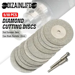 5/10pcs 22mm Diamond Cutting Discs Grinding Wheel Rotary Circular Saw Blade Abrasive for Cutting Metal Glass Tool with Mandrel