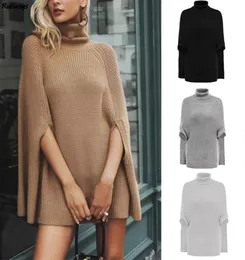 Men039s Sweaters Moda Bahar Kadınları Karamel Renk Sıradan Süveter ve Külkü Kadın Çizgileri Feminino Inverno Poncho Cape WA7521134