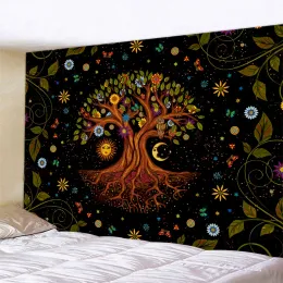 Mysterious Tree of Life Mandala Psychedelic Scene Wall Art Tapestry Bohemian Decor Room Bedroom Eesthetic Home Decor Tapestry