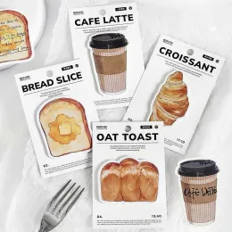 30 datorer Sticky Notes Kawaii Bread Toast Coffee Memo Pads Sticker Student Gift Stationy School Office Supplies