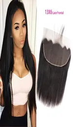 Peruanska mänskliga hårförlängningar 13x6 Spets frontala silkeslen rakt babyhår tretton av sex frontalstängning 1426inch4543623