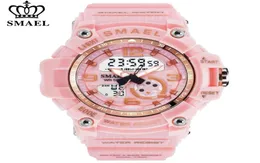 Smael Women Sport Digital Watch Electronic Quartz Dual Core Display светодиодные водонепроницаемые часы повседневные студенческие наручные часы Girl Clock 207765676