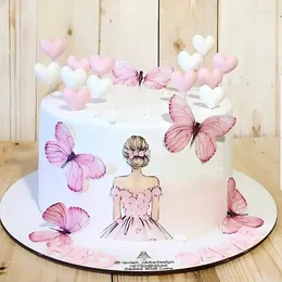 파티 용품 아름다운 나비 소녀의 뒷면 생일 케이크 토퍼 웨딩 신부 베이비 샤워 diy 베이킹 마리이지 장식